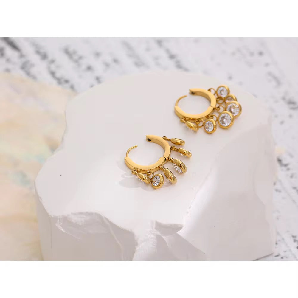Golden Raindrop Hoops