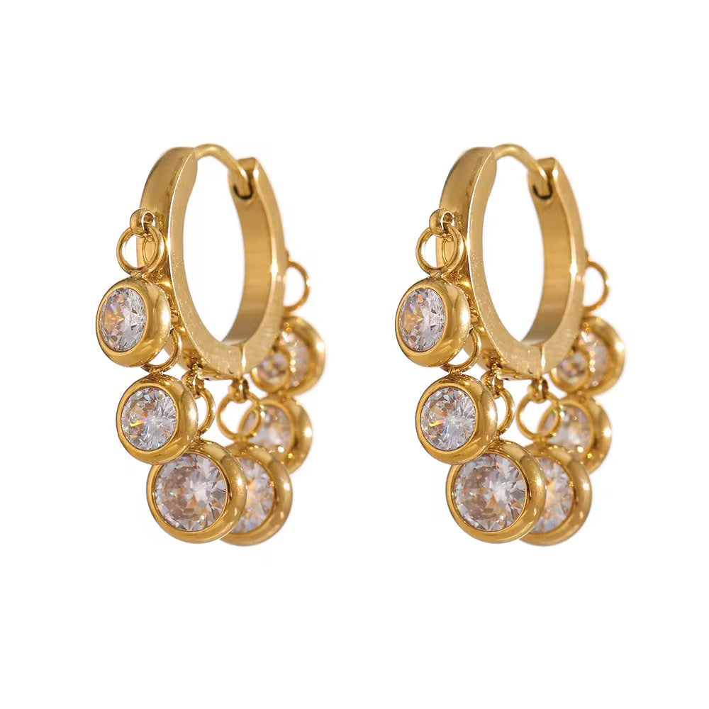 Golden Raindrop Hoops