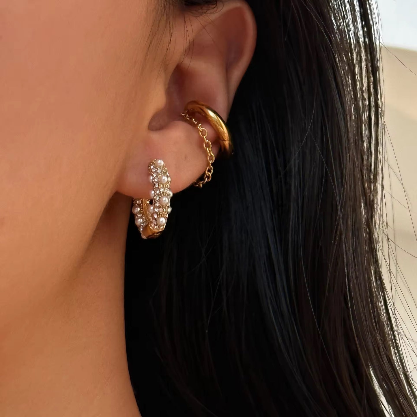 Pearl Halo Hoops