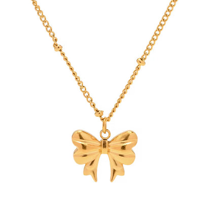 Gold Bow Charm Necklace